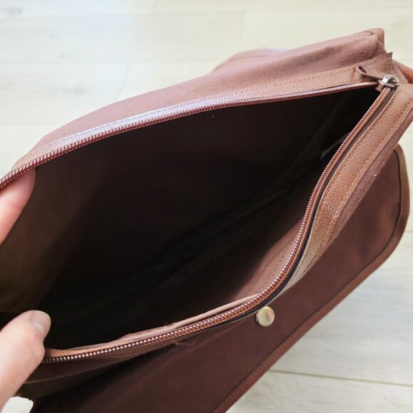 Vtg Polo Ralph Lauren Brown Canvas Messenger Travel Bag Purse Shoulder Strap - Picture 6 of 9